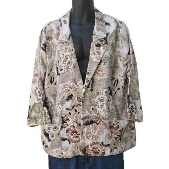 Vintage Joanna‎ Blazer Women Sz L Floral Pockets Made In USA Boho 90s - Picture 1 of 7